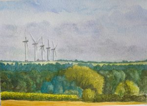 wind turbines painting